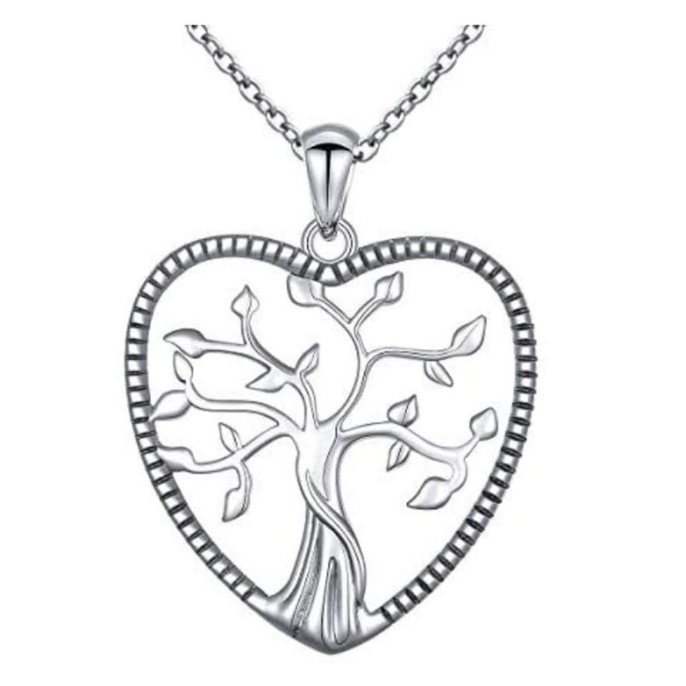 S925 Sterling Silver TREE OF LIFE HEART NECKLACE